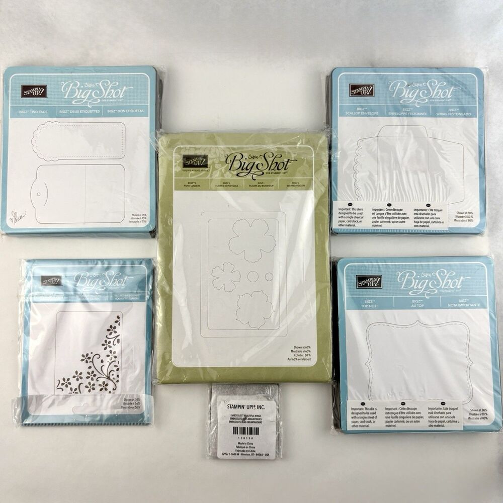 Stampin Up Sizzix Big Shot Lot 4 Dies 2 Embossing Folders Flower Butterfly